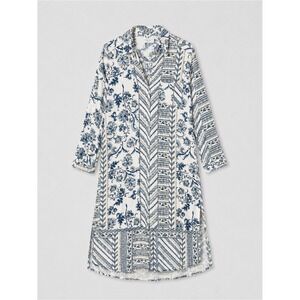 Womens Bohemian Button Up Maxi Shirt Dress Small Floral Patchwork Euro Summer